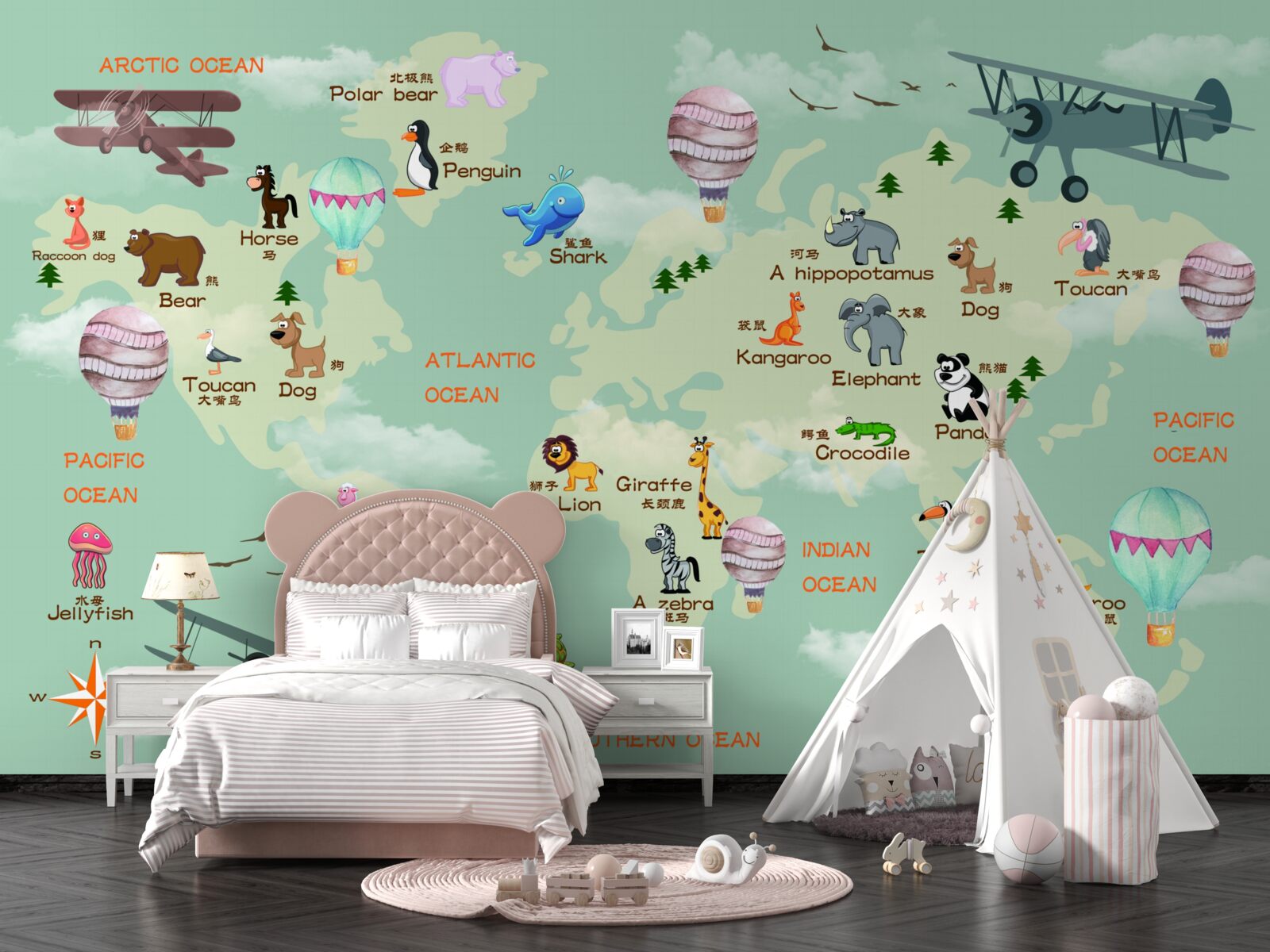 Фотошпалери карта світу для дітей