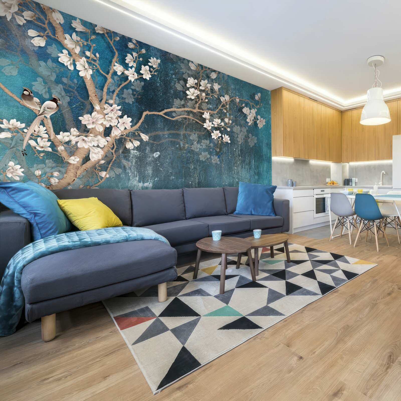 Фотошпалери магнолія в розквіті і падаюча темрява