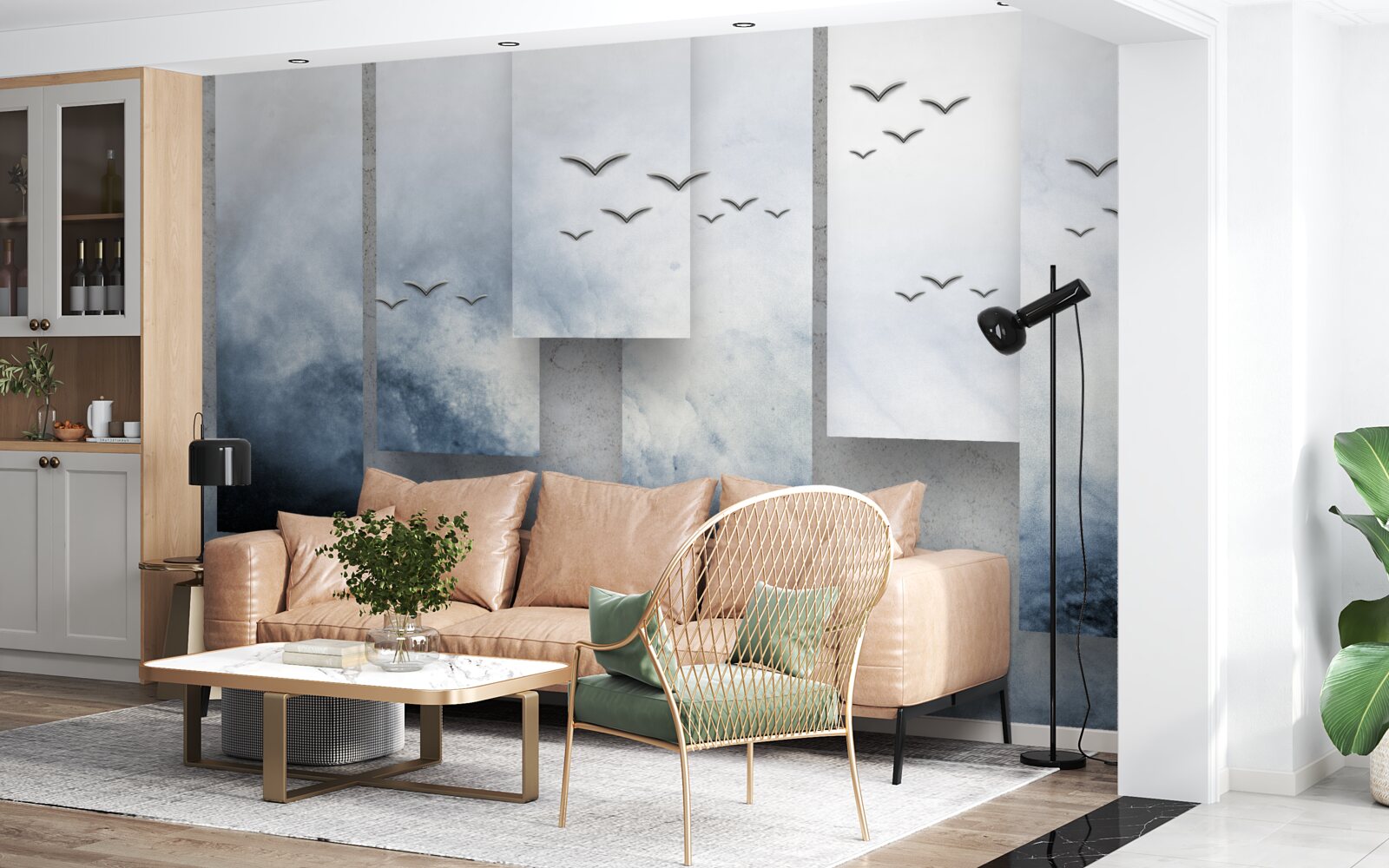 Фотошпалери модулі поступаються місцем птахам, що рятуються від бурі