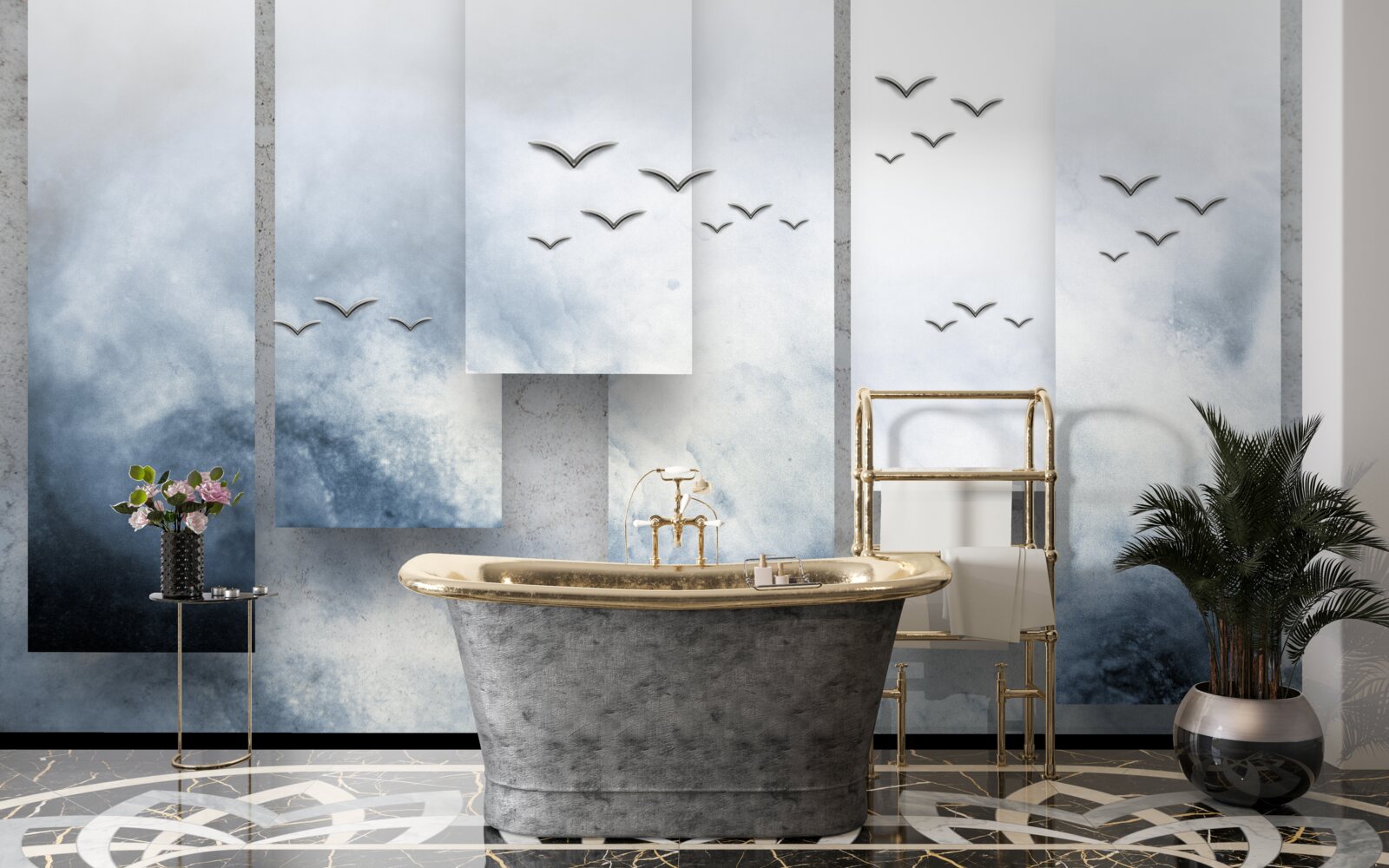 Фотошпалери модулі поступаються місцем птахам, що рятуються від бурі