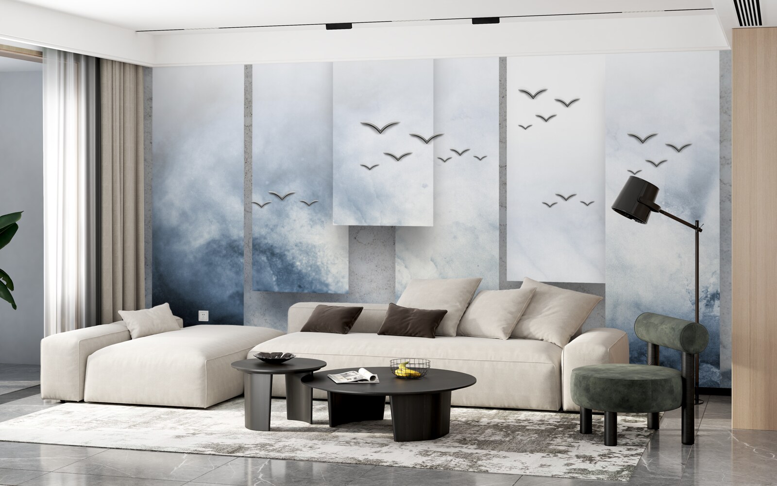 Фотошпалери модулі поступаються місцем птахам, що рятуються від бурі