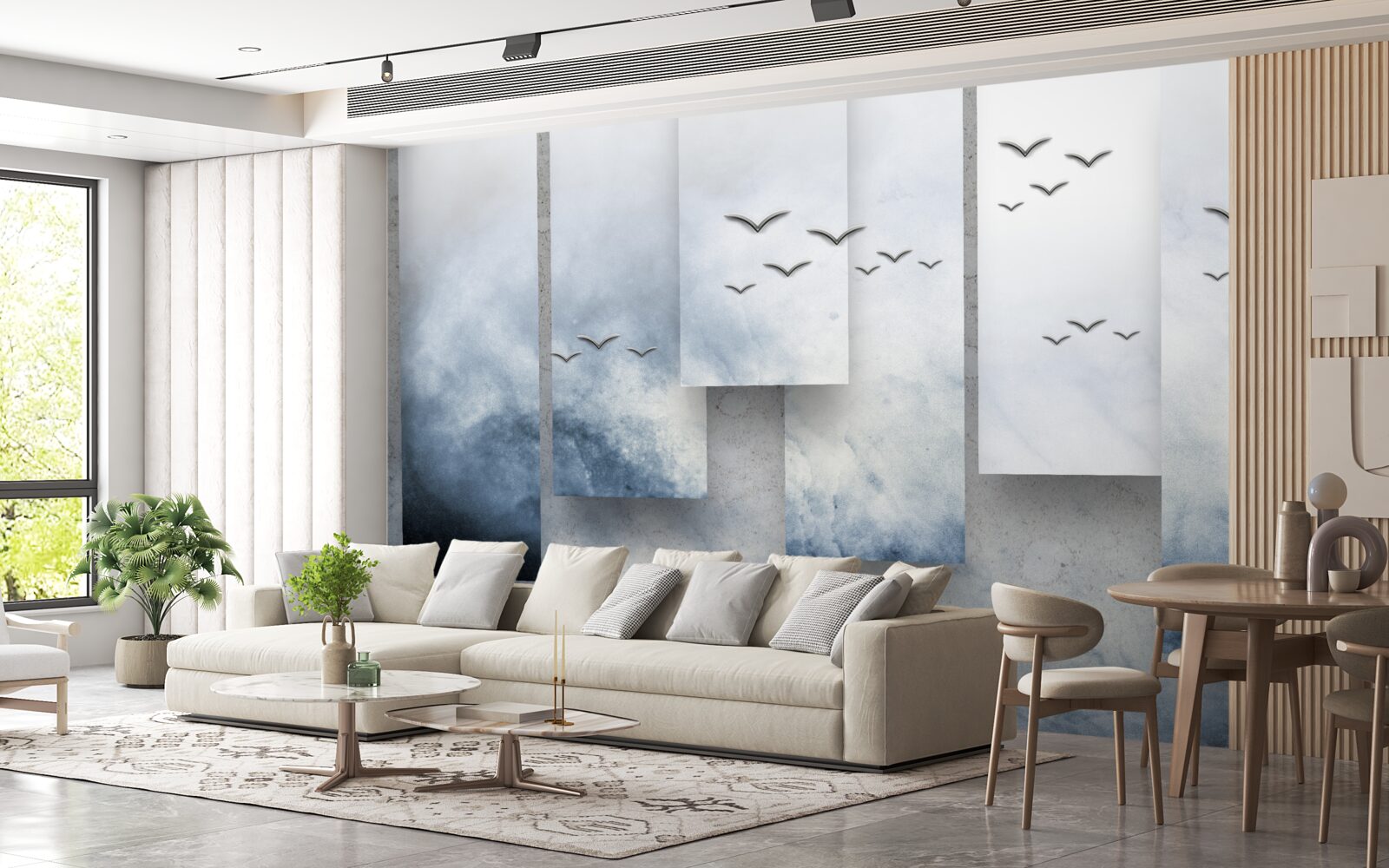 Фотошпалери модулі поступаються місцем птахам, що рятуються від бурі