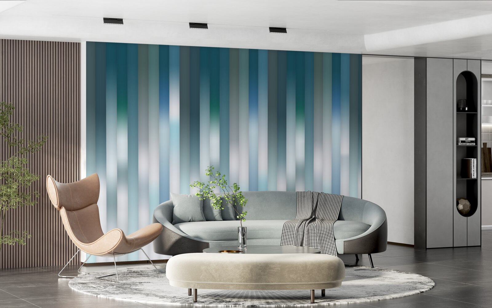 Фотошпалери лінії, що йдуть вертикально, створюють спадний градієнт