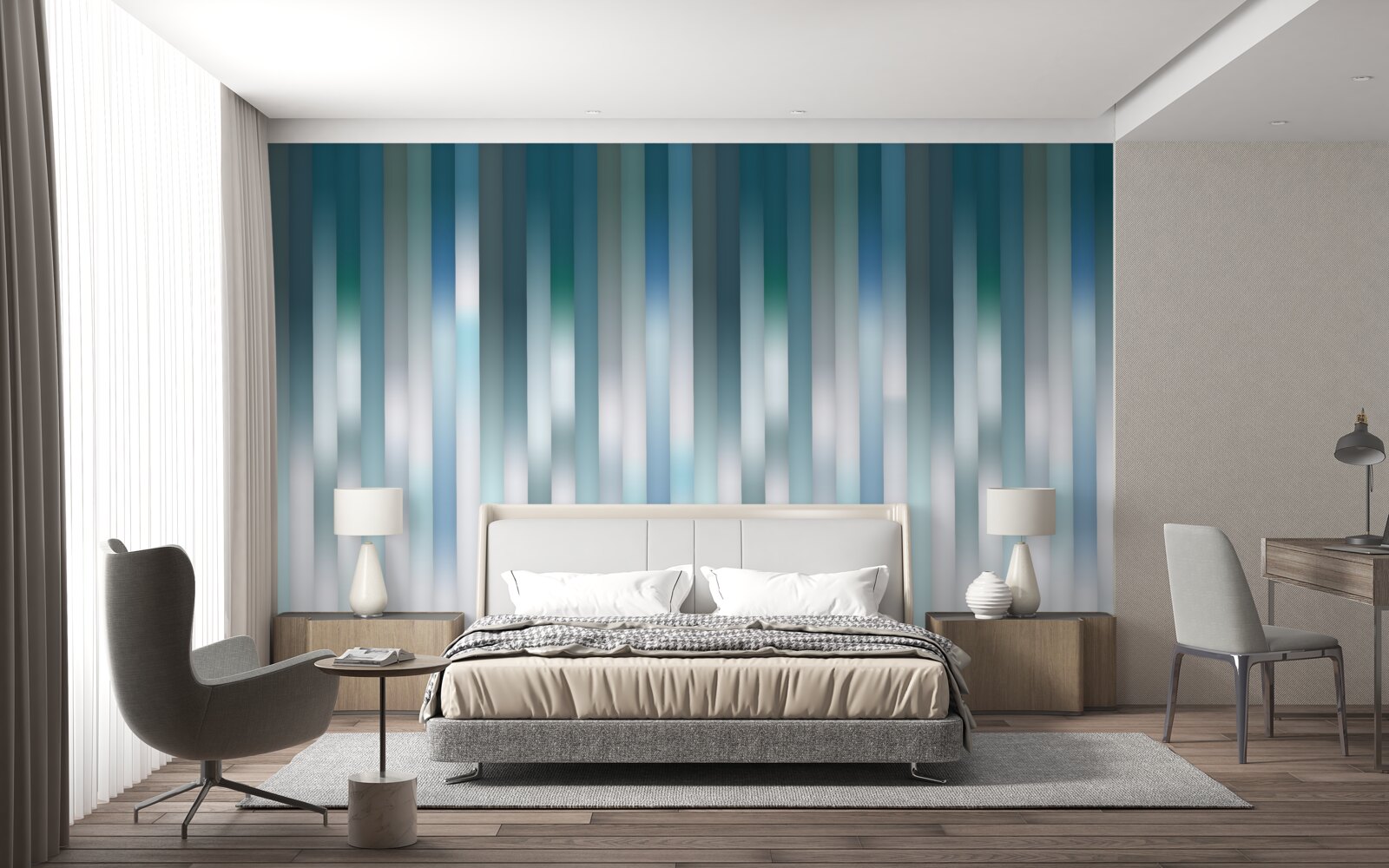 Фотошпалери лінії, що йдуть вертикально, створюють спадний градієнт