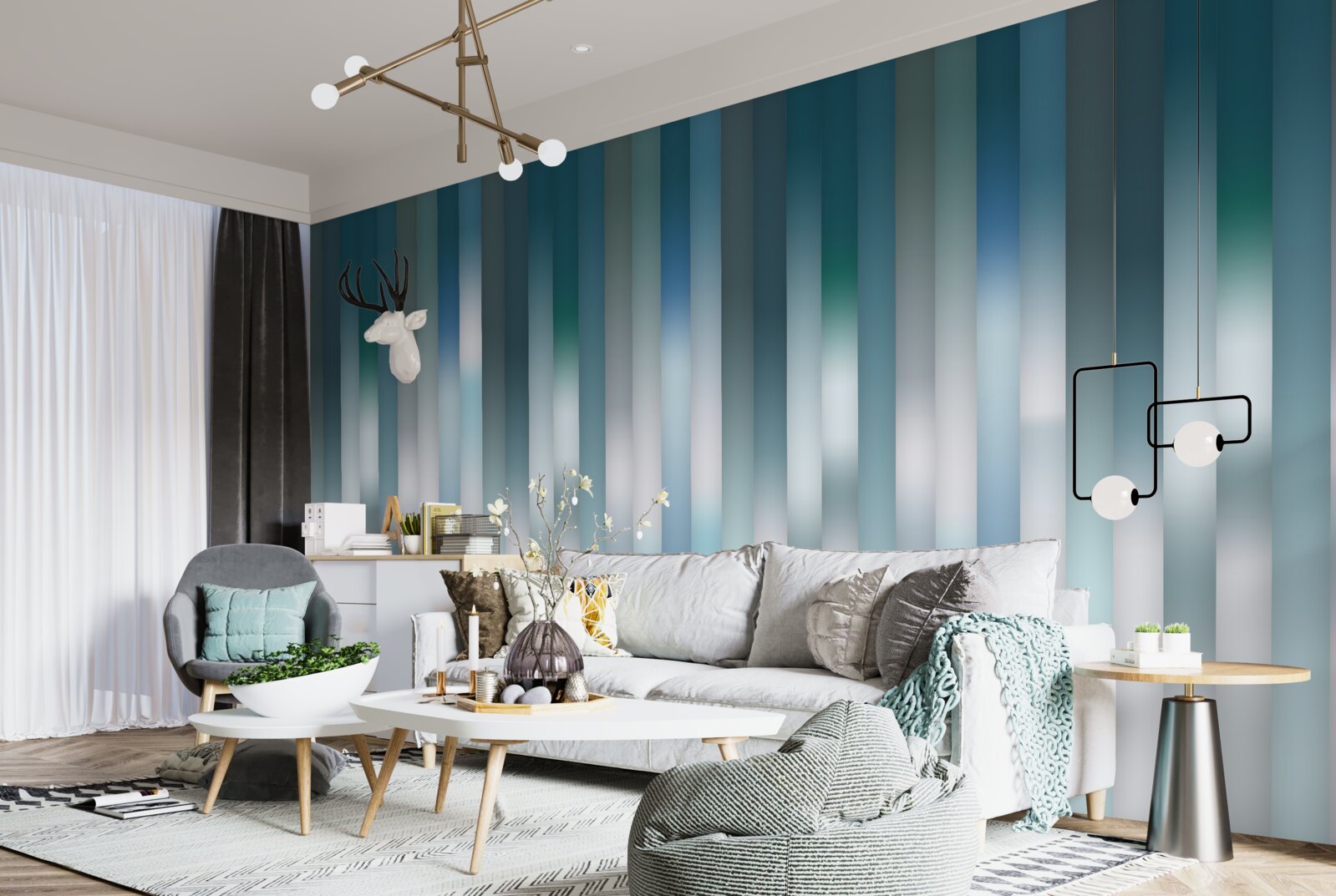 Фотошпалери лінії, що йдуть вертикально, створюють спадний градієнт