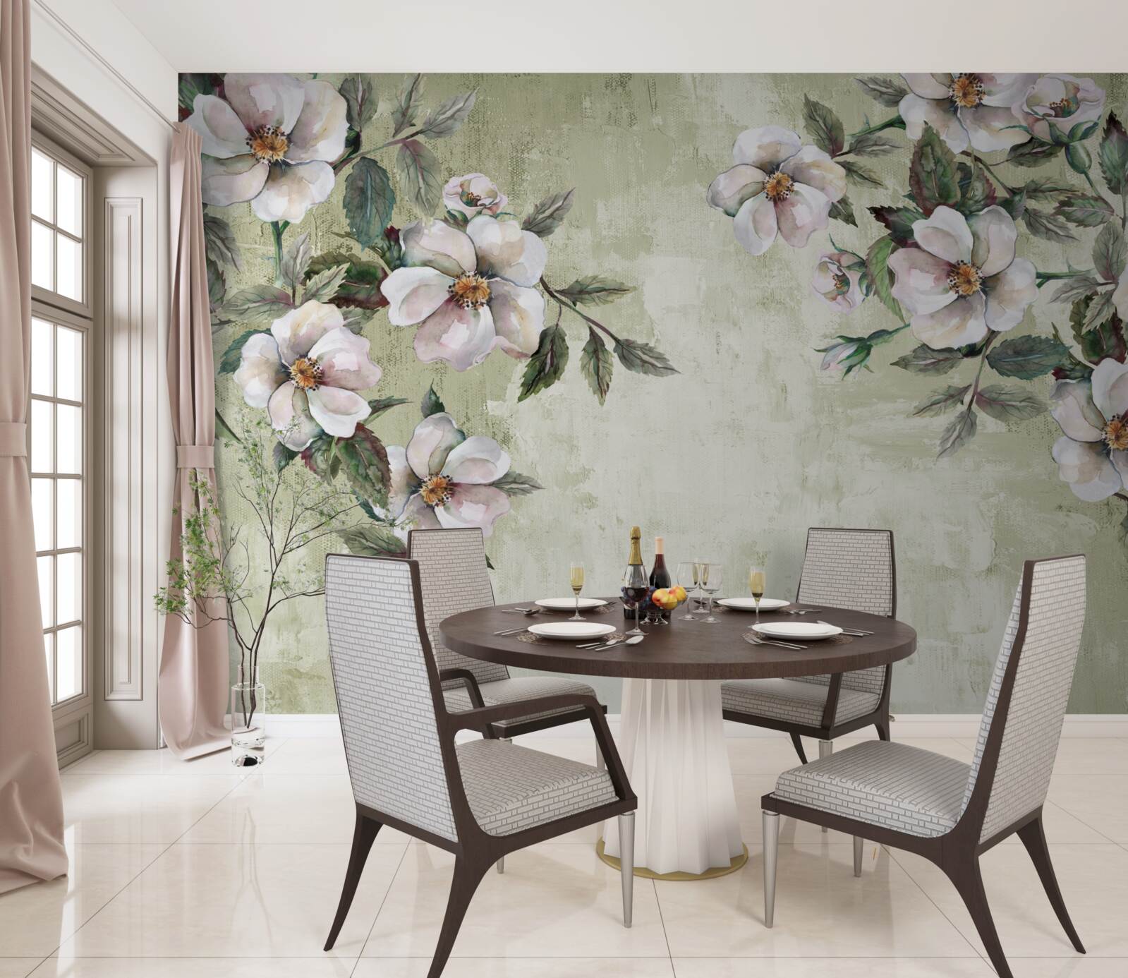 Фотошпалери розлогі гілки білосніжної магнолії