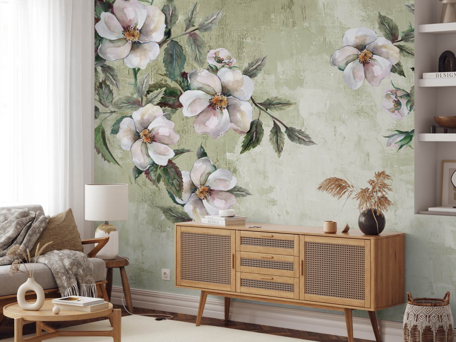 Фотошпалери розлогі гілки білосніжної магнолії