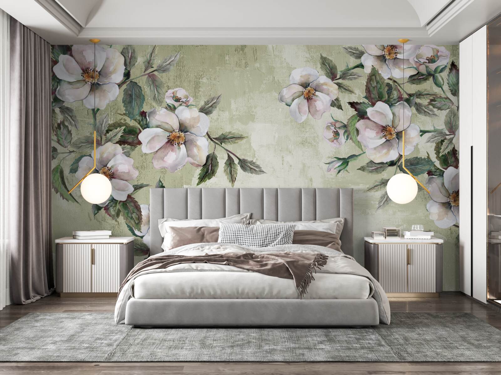 Фотошпалери розлогі гілки білосніжної магнолії