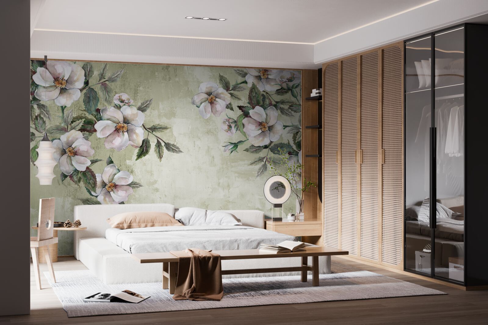 Фотошпалери розлогі гілки білосніжної магнолії