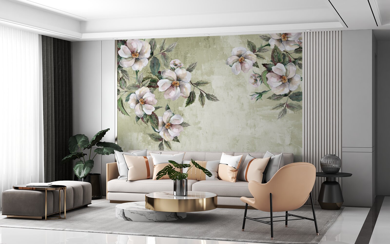 Фотошпалери розлогі гілки білосніжної магнолії