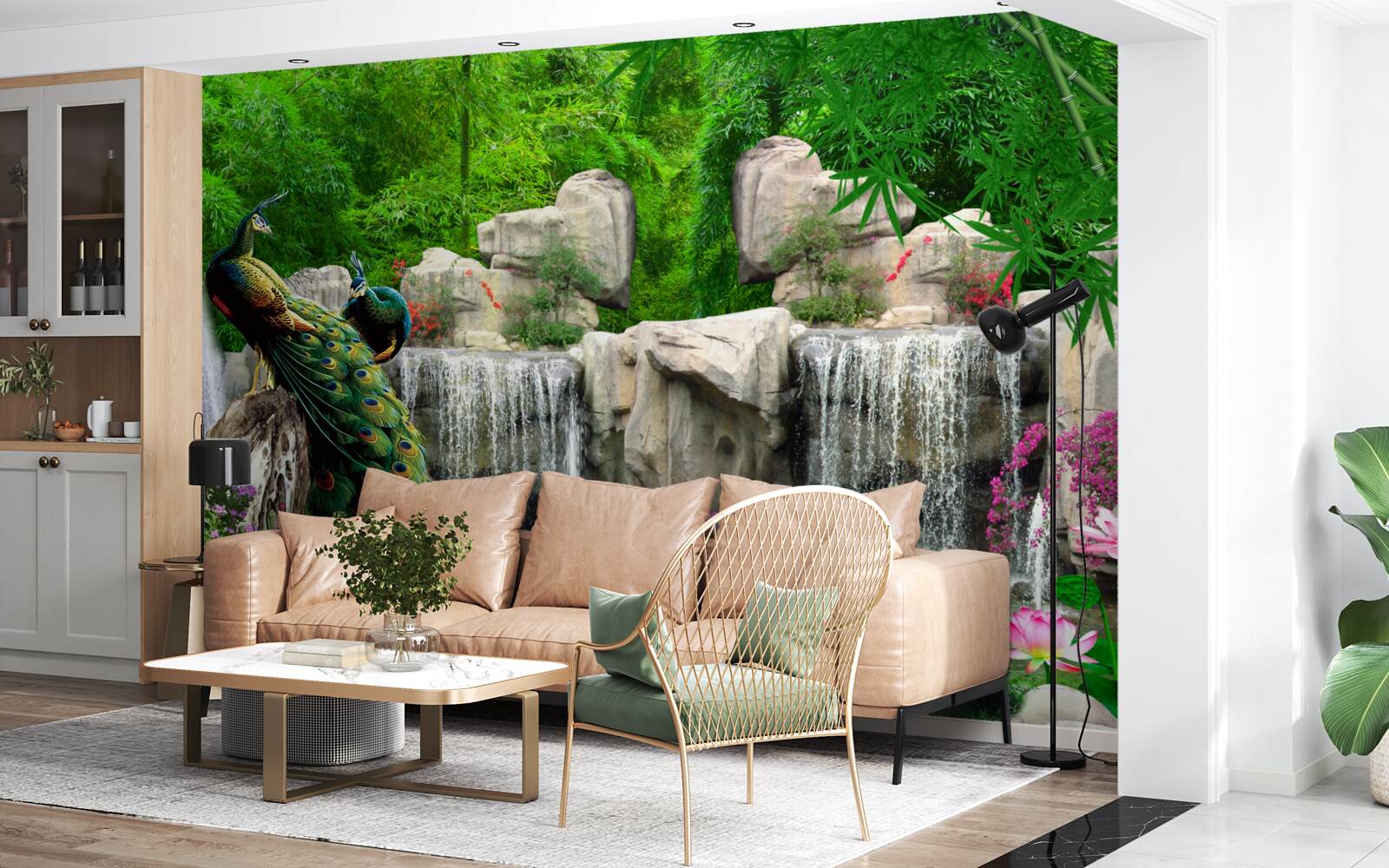 Фотошпалери тихі водойми в пишному зеленому лісі