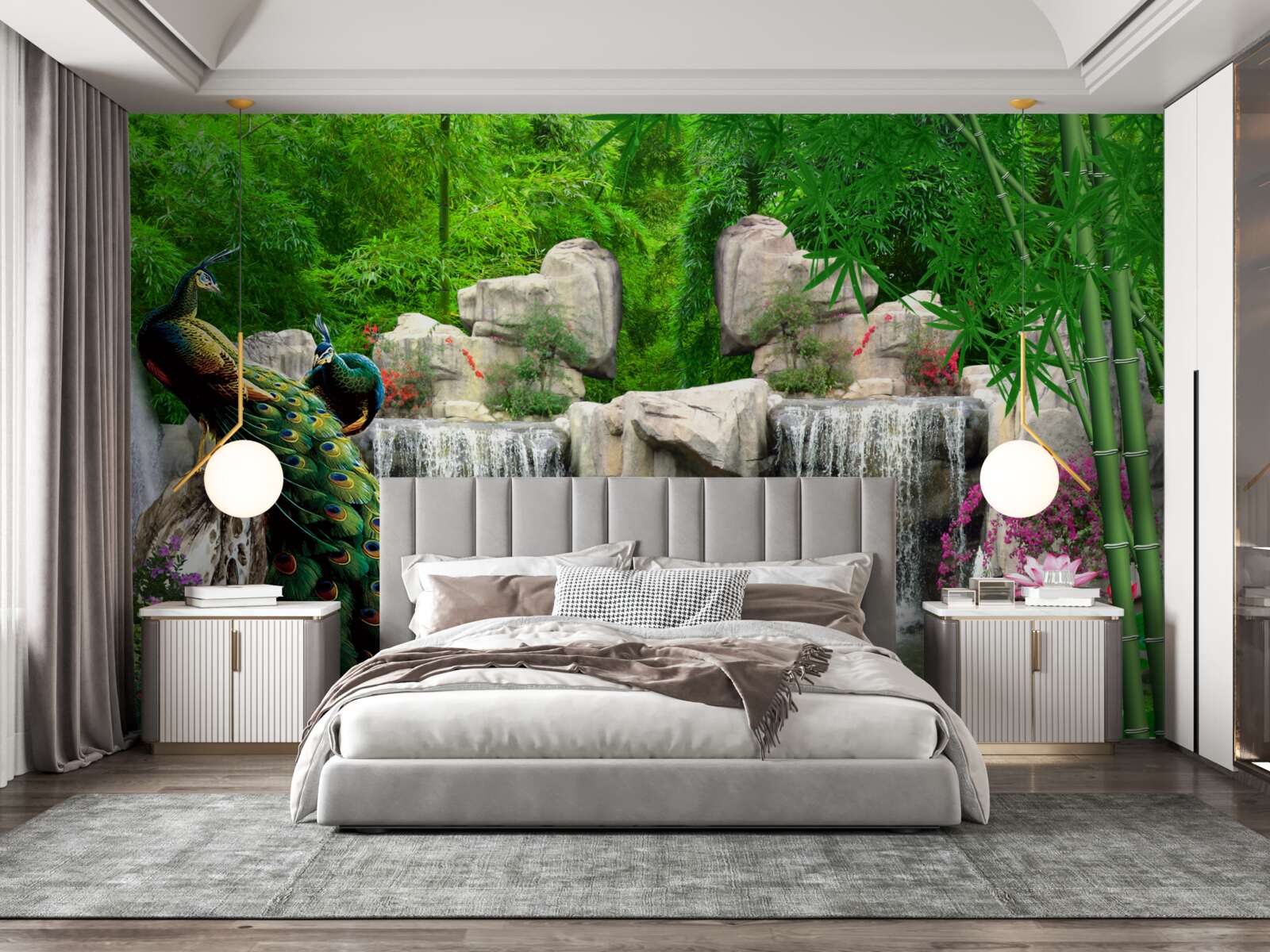 Фотошпалери тихі водойми в пишному зеленому лісі