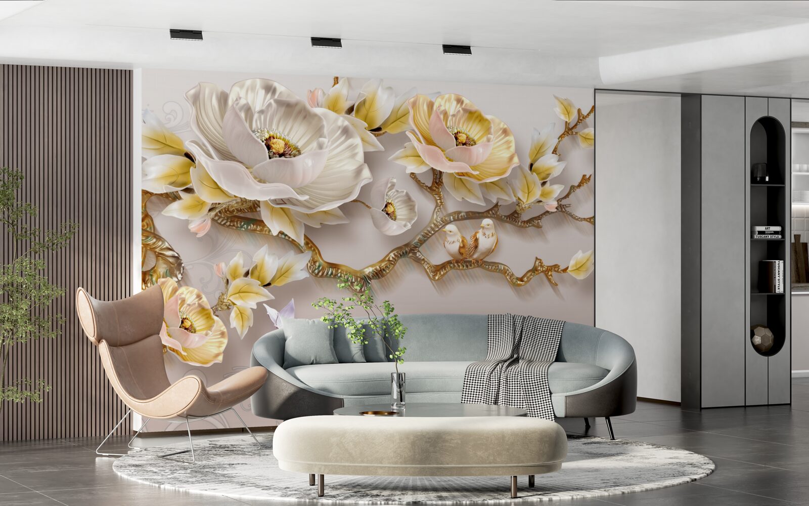 Фотошпалери ювелірні вироби та золото у формі гілок магнолії