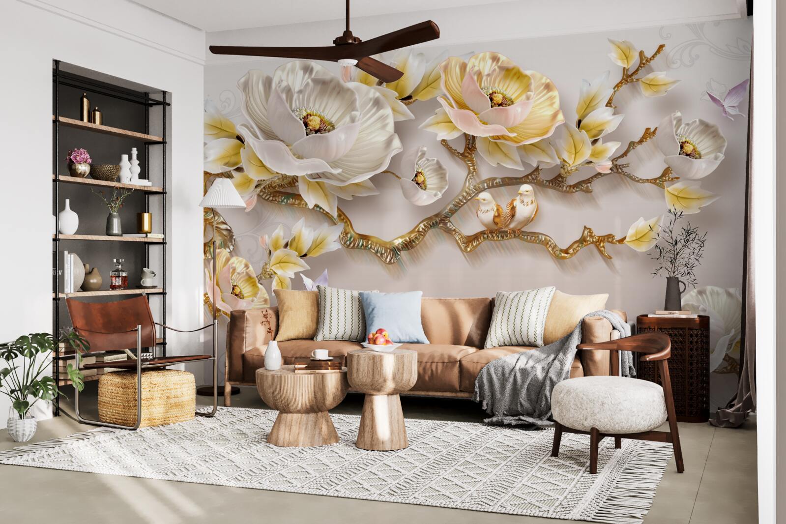 Фотошпалери ювелірні вироби та золото у формі гілок магнолії