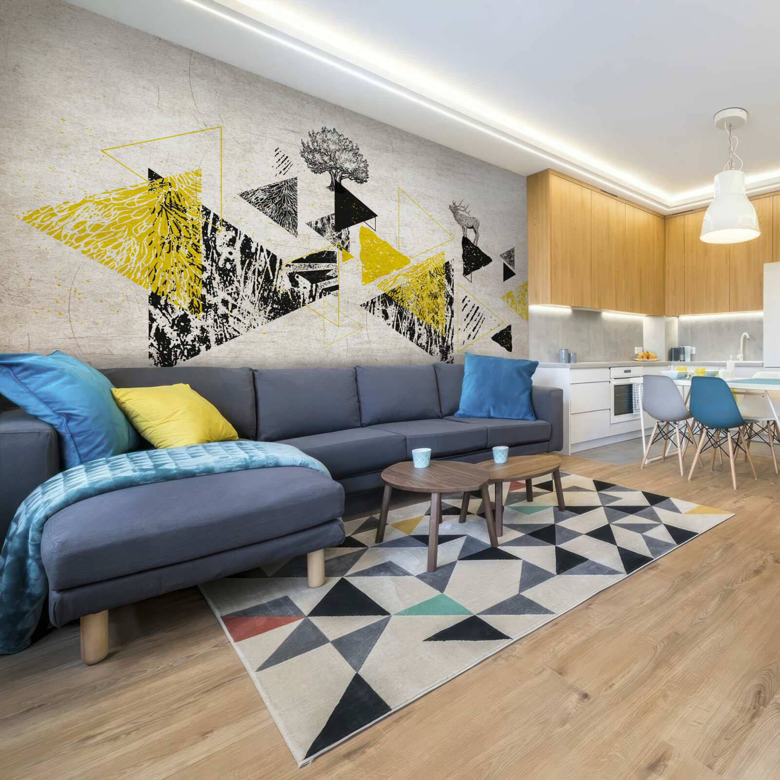 Фотошпалери абстрактна геометрія осіннього лісу