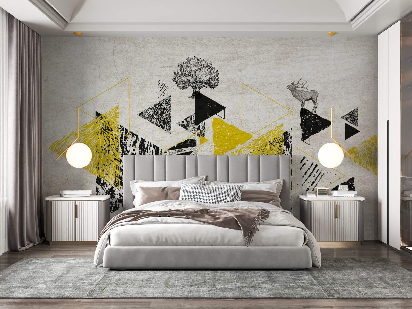 Фотошпалери абстрактна геометрія осіннього лісу