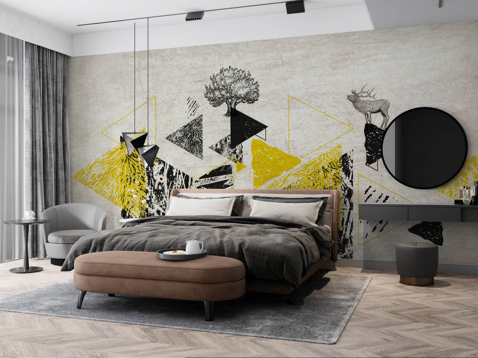 Фотошпалери абстрактна геометрія осіннього лісу