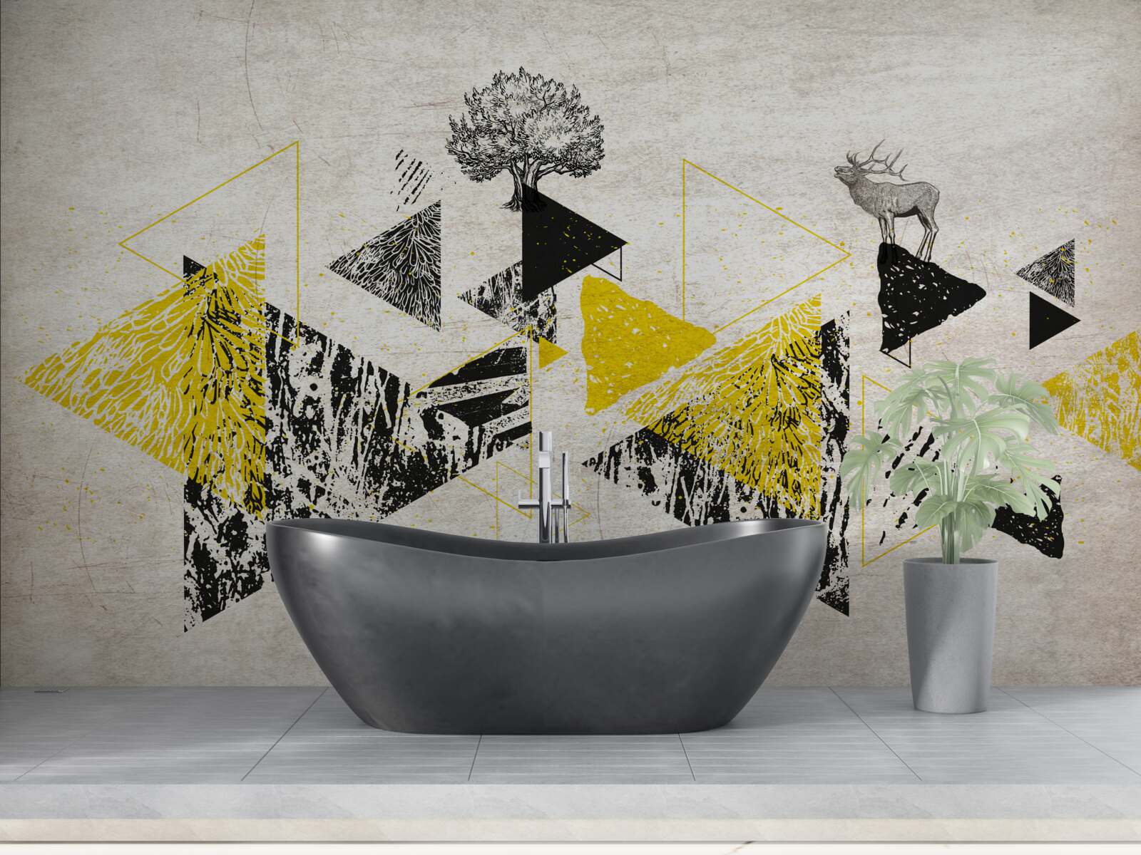 Фотошпалери абстрактна геометрія осіннього лісу