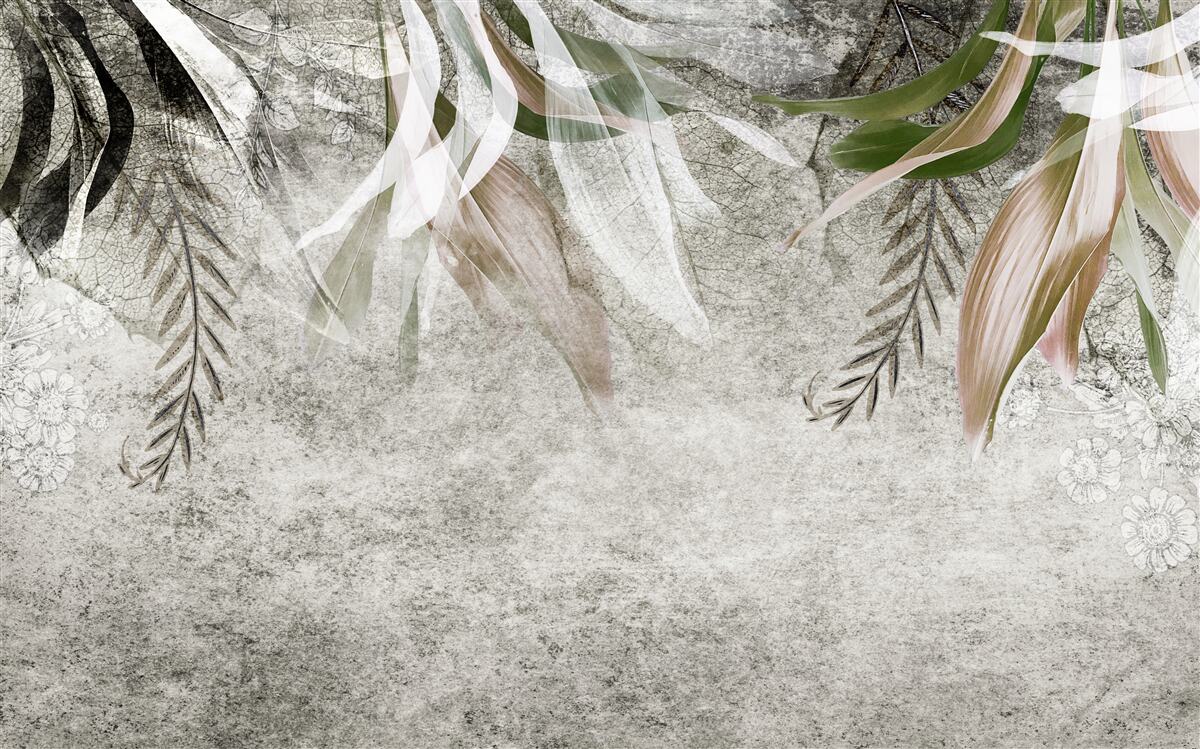 Фотошпалери квіти та звисаюче листя