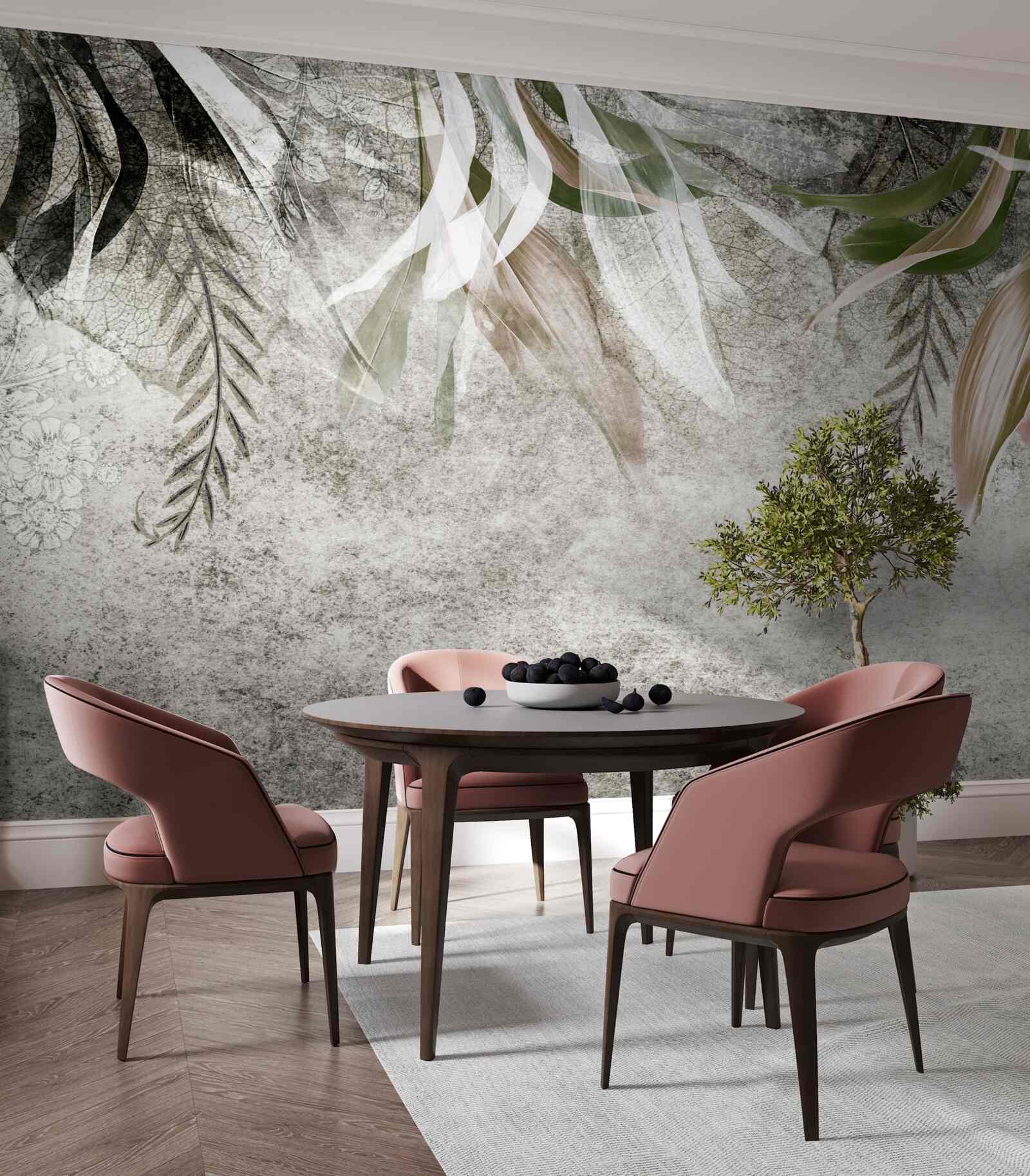 Фотошпалери квіти та звисаюче листя