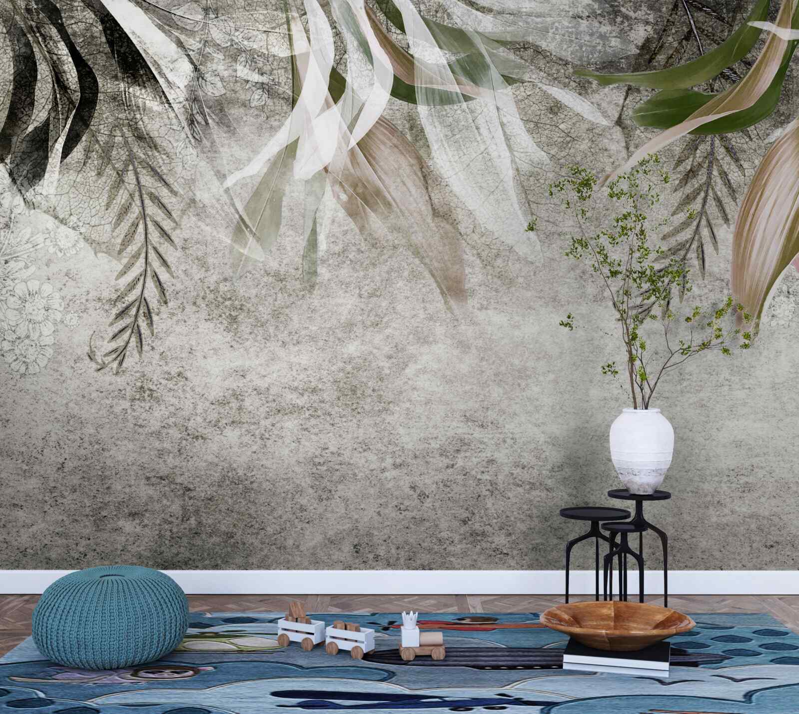 Фотошпалери квіти та звисаюче листя