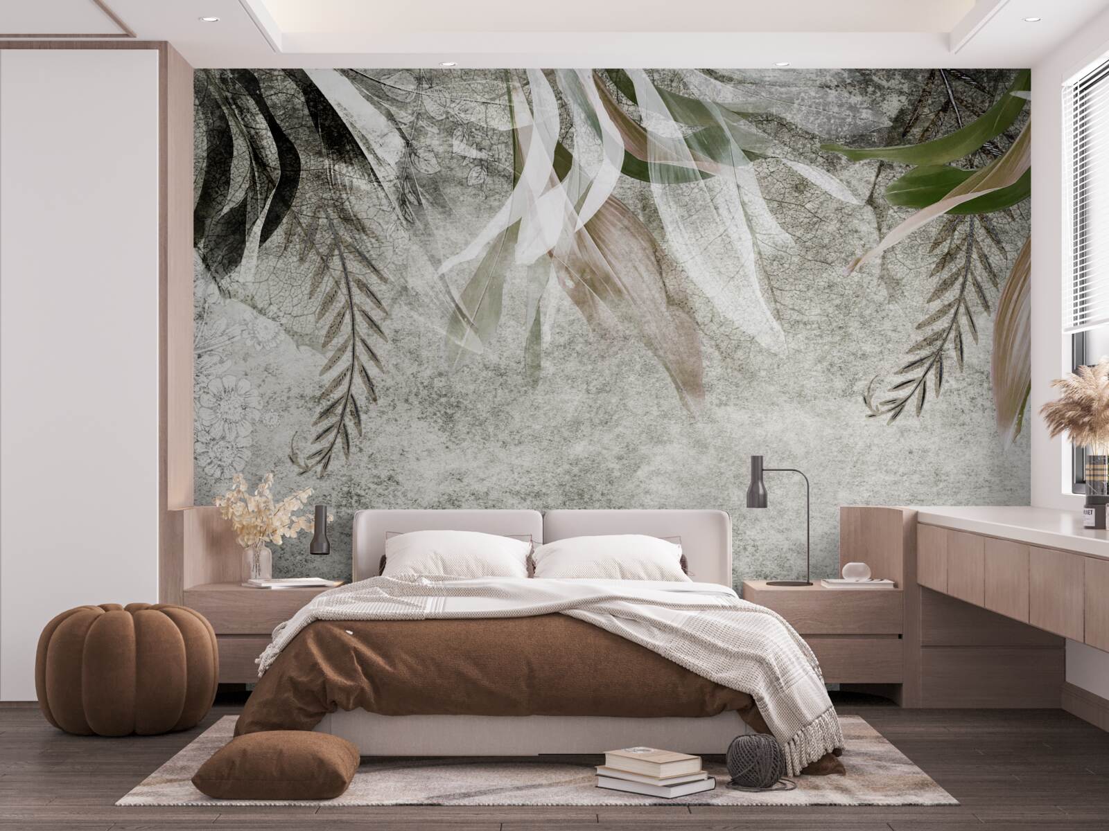 Фотошпалери квіти та звисаюче листя