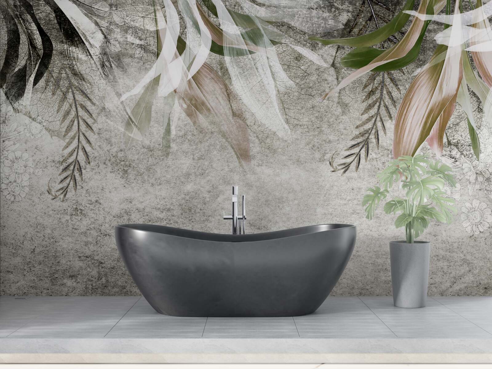 Фотошпалери квіти та звисаюче листя