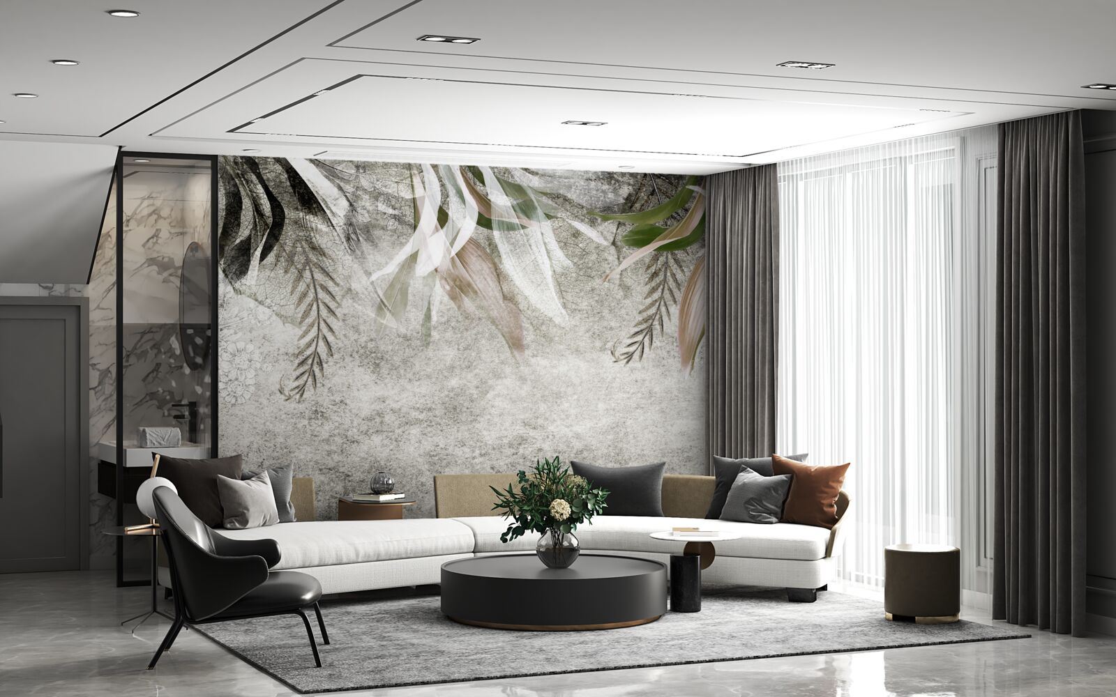 Фотошпалери квіти та звисаюче листя