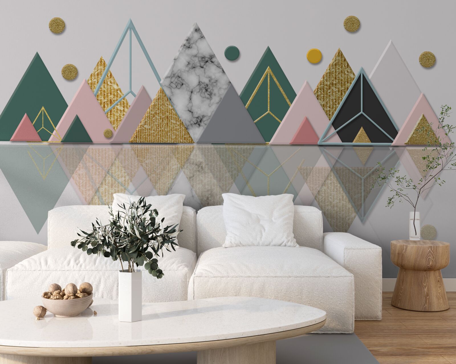 Фотошпалери відображення осінніх дерев на поверхні води