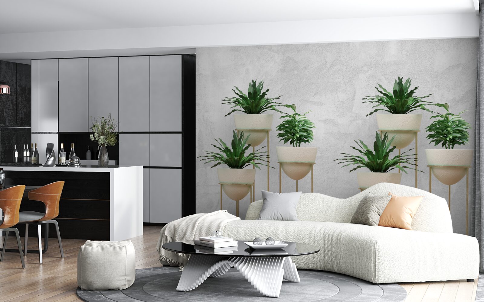 Фотошпалери зелені квіти в ніжних горщиках