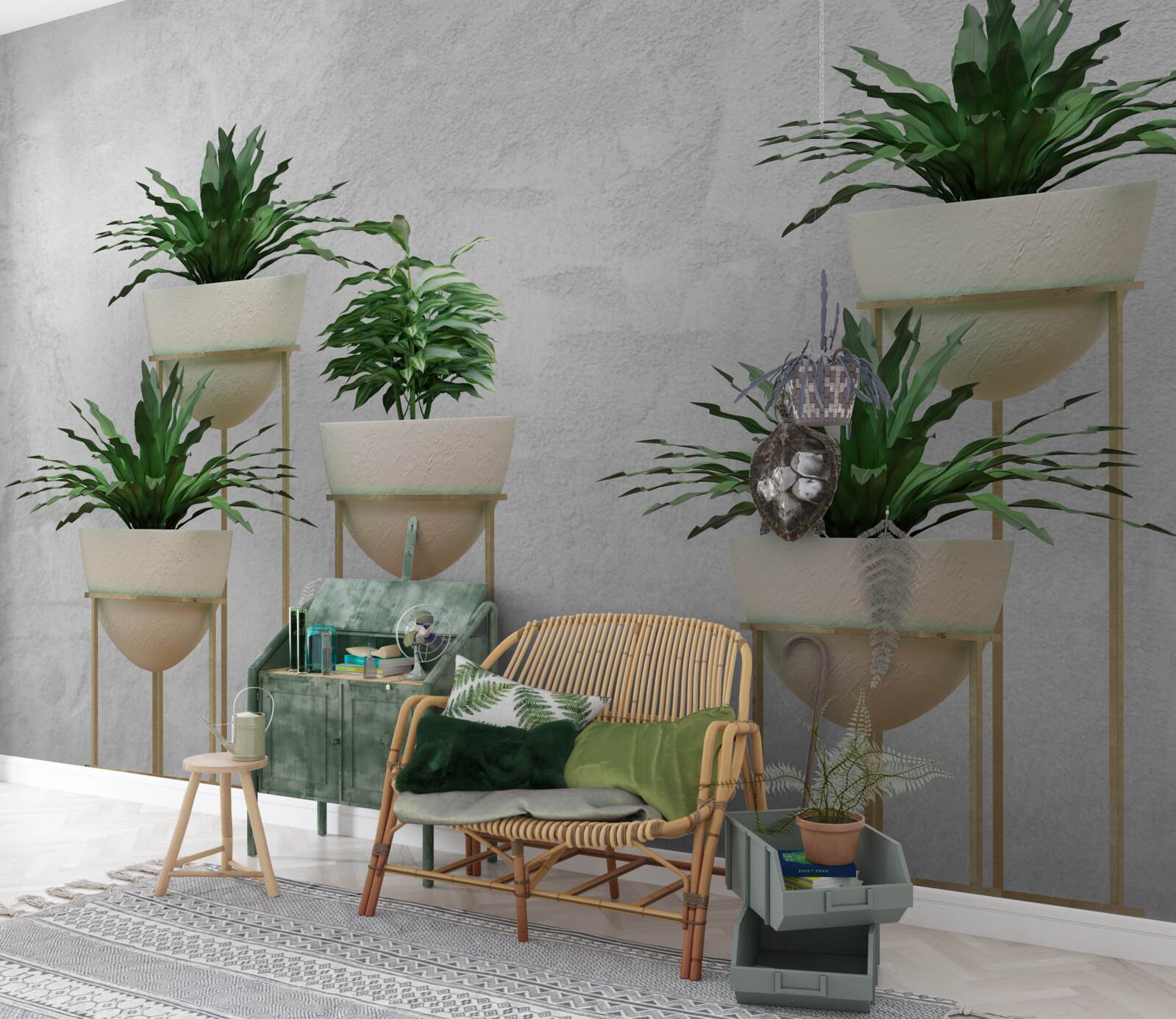 Фотошпалери зелені квіти в ніжних горщиках