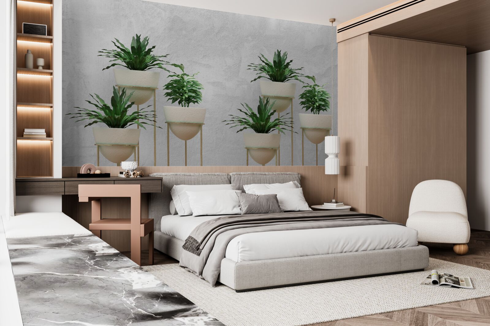 Фотошпалери зелені квіти в ніжних горщиках