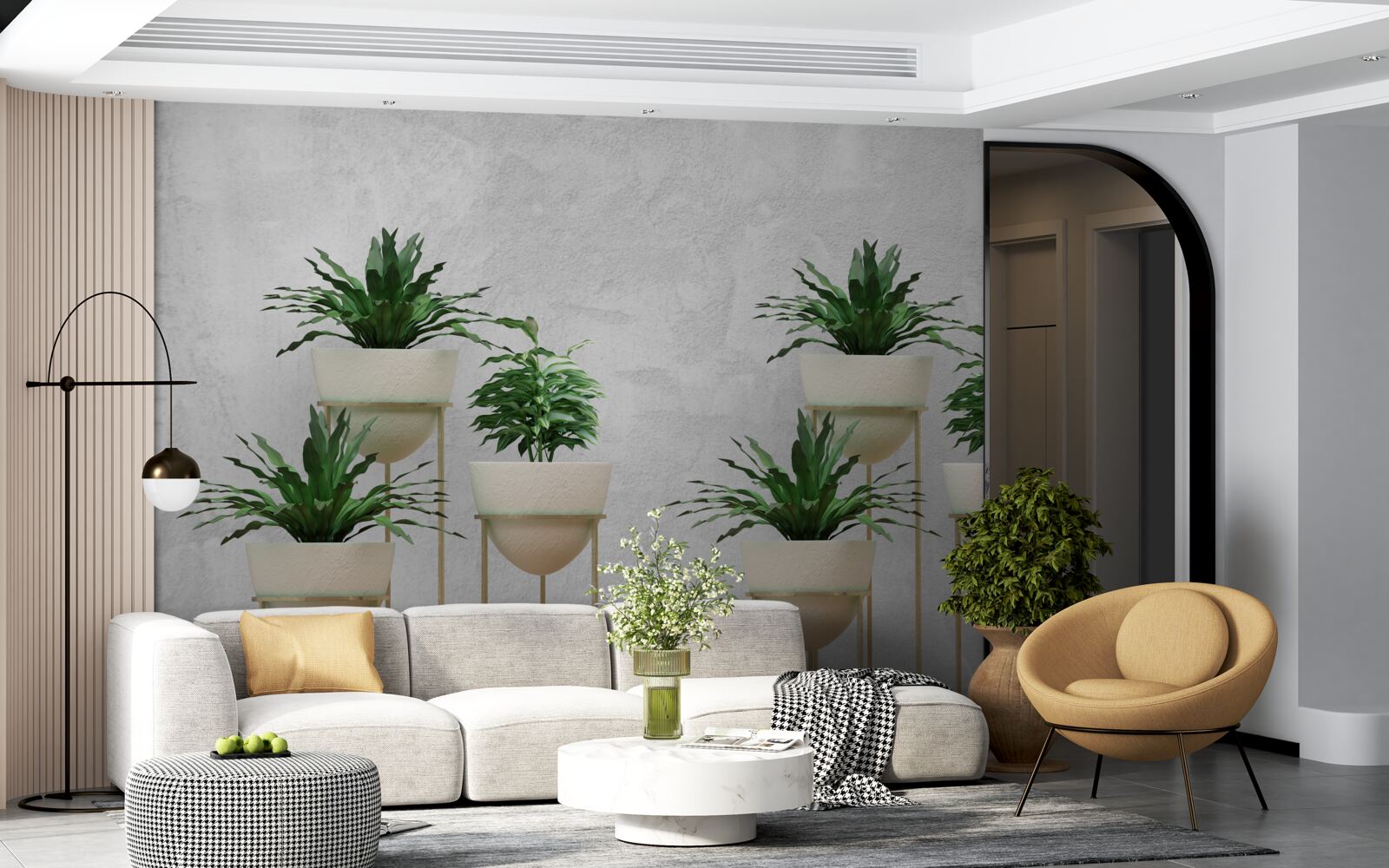 Фотошпалери зелені квіти в ніжних горщиках