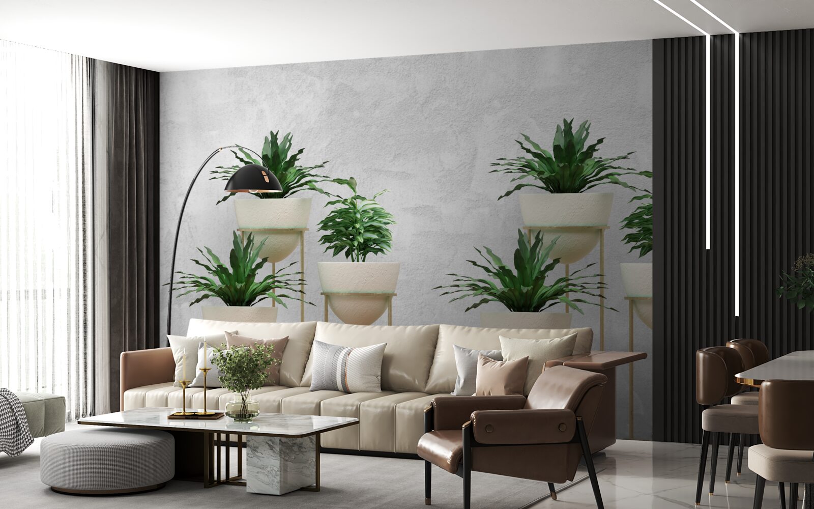 Фотошпалери зелені квіти в ніжних горщиках