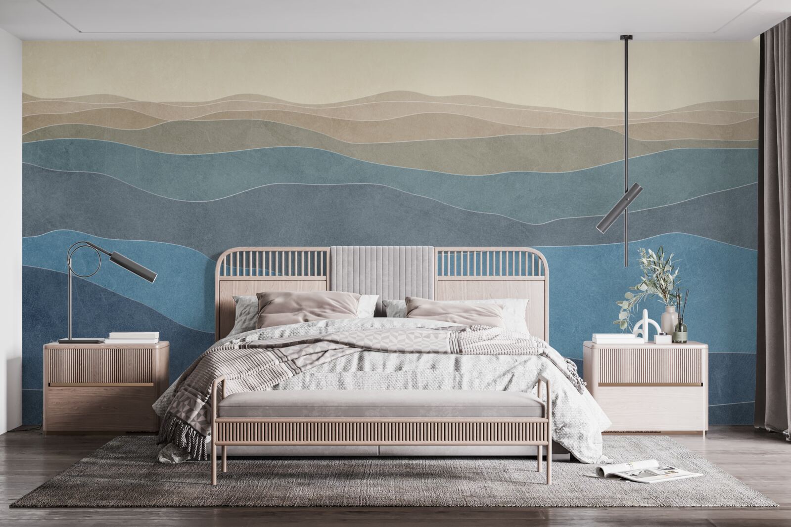 Фотошпалери на сході сонця різнокольорові пагорби і літаки