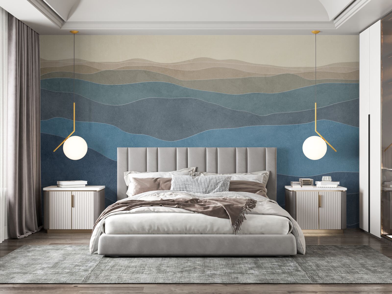 Фотошпалери на сході сонця різнокольорові пагорби і літаки