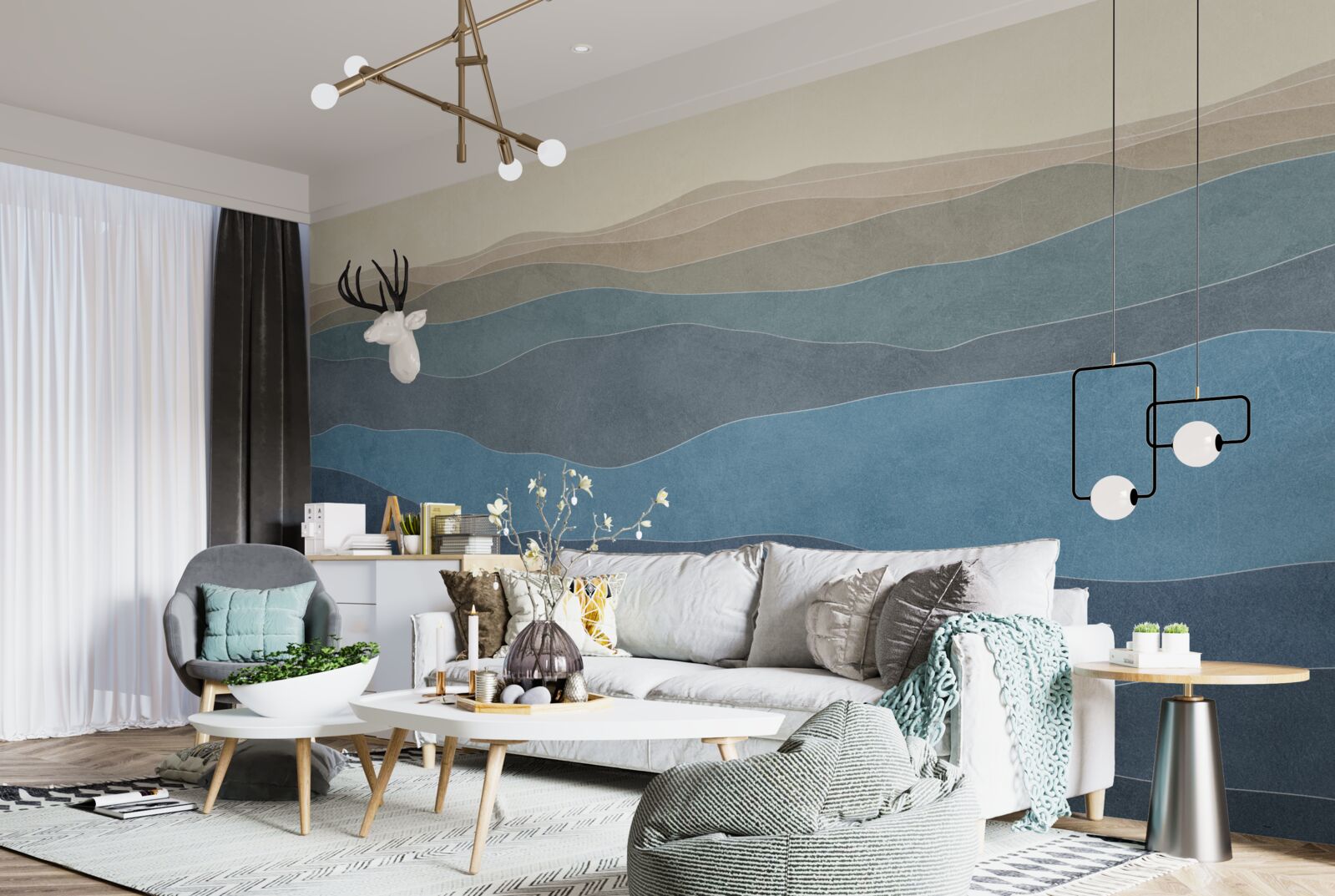 Фотошпалери на сході сонця різнокольорові пагорби і літаки