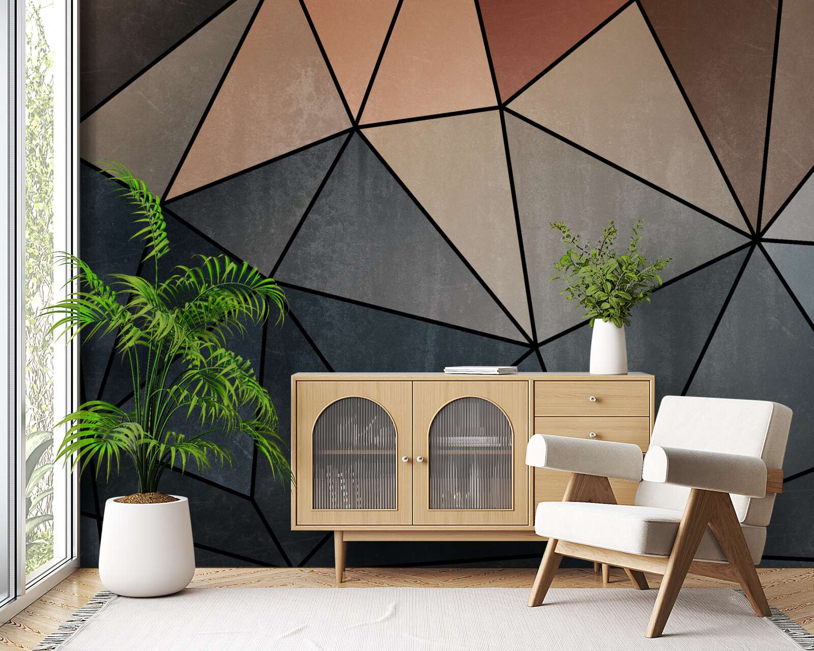 Фотошпалери об'ємні дерев'яні фігури в м'яких кольорах