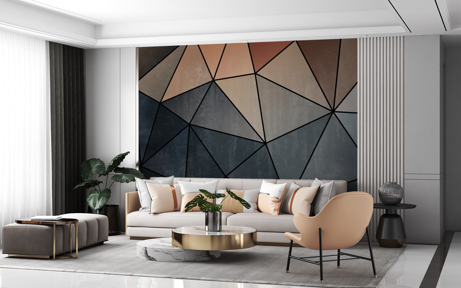 Фотошпалери об'ємні дерев'яні фігури в м'яких кольорах