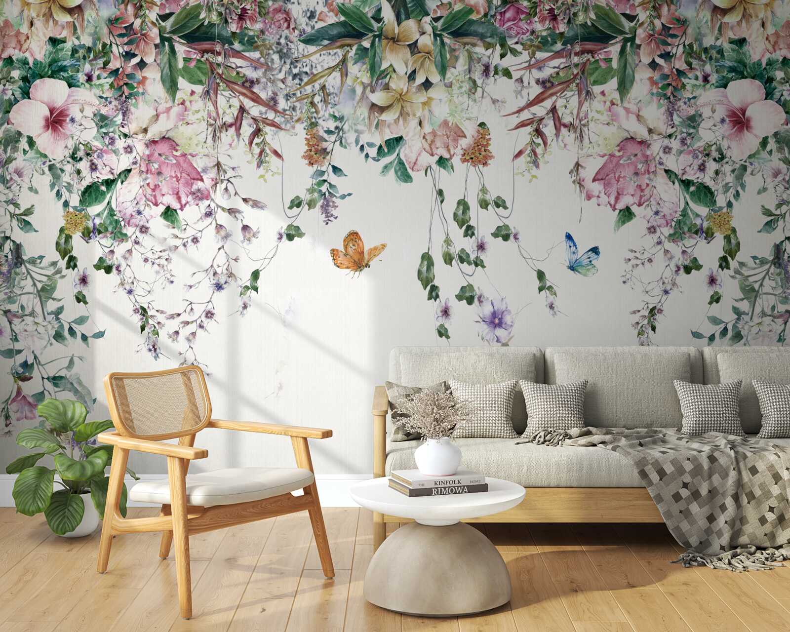 Фотошпалери сад, де влітку розквітають наземні рослини