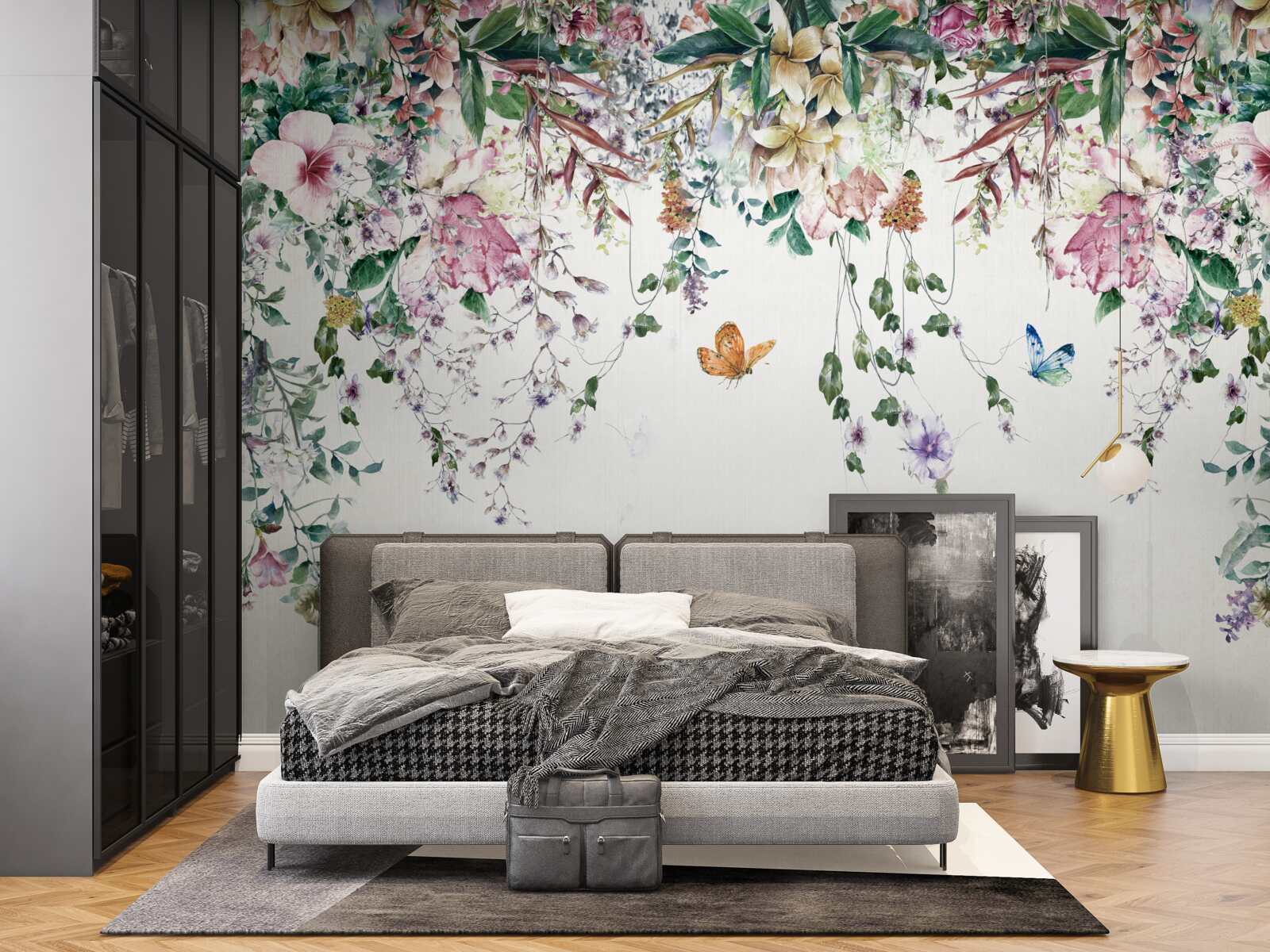 Фотошпалери сад, де влітку розквітають наземні рослини