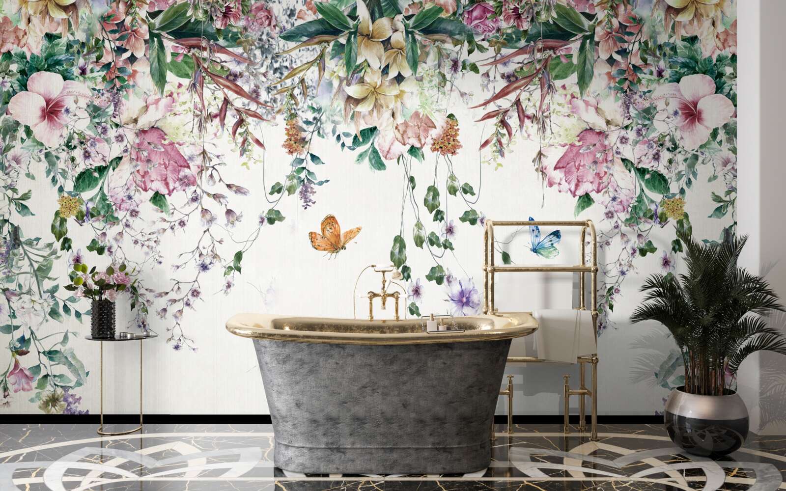 Фотошпалери сад, де влітку розквітають наземні рослини