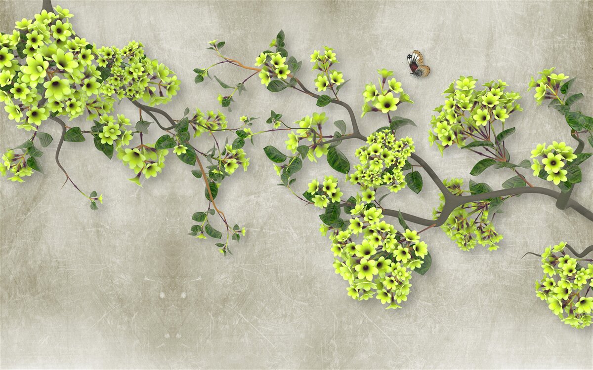 Фотошпалери гілка магнолії, усіяна пишними зеленими бутонами