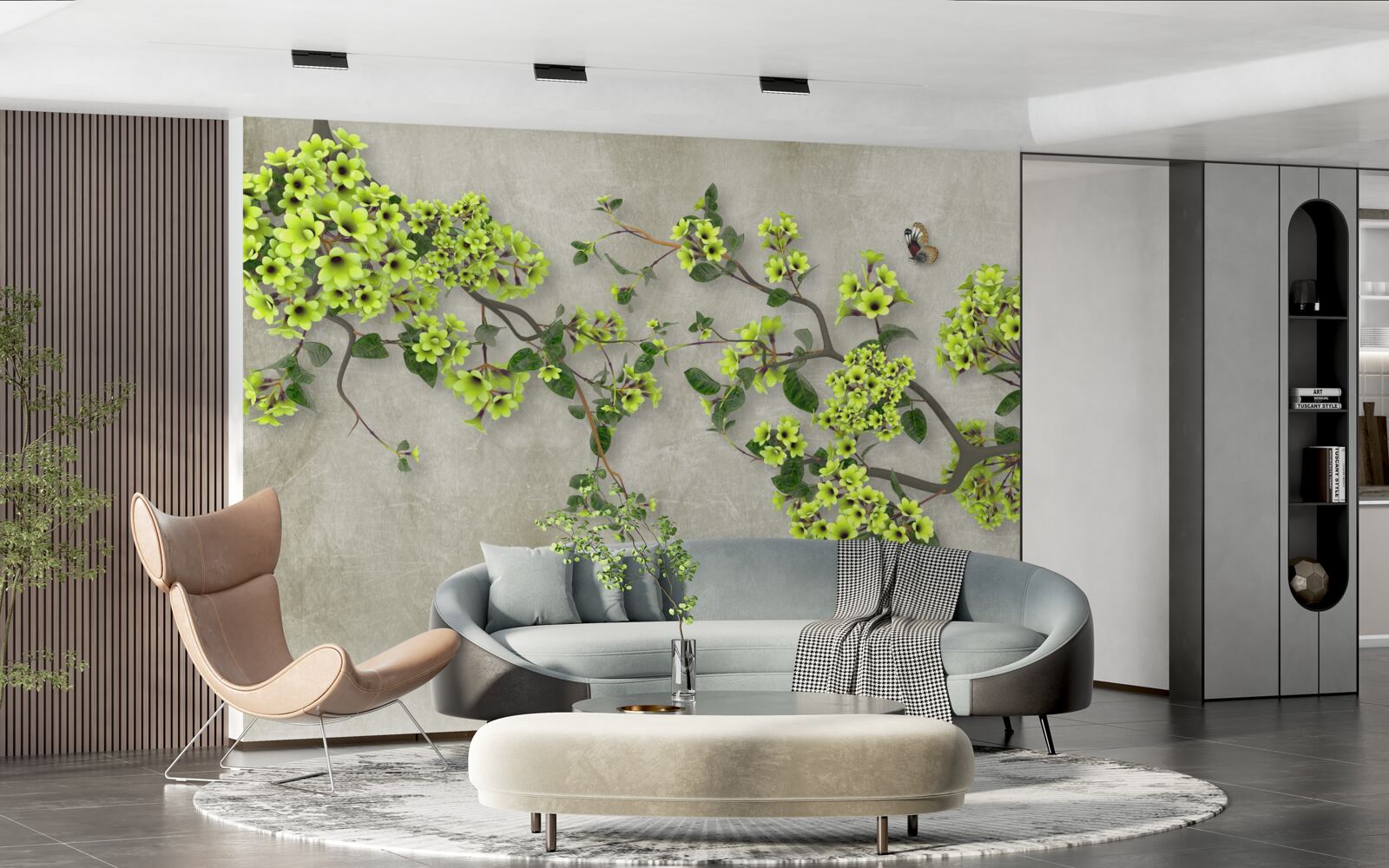 Фотошпалери гілка магнолії, усіяна пишними зеленими бутонами