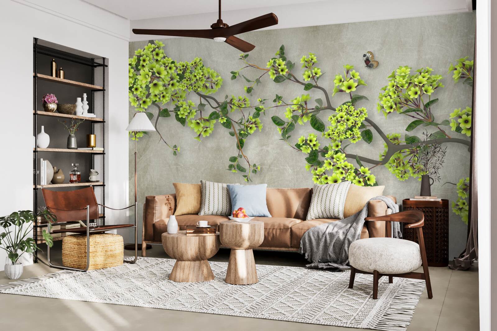 Фотошпалери гілка магнолії, усіяна пишними зеленими бутонами