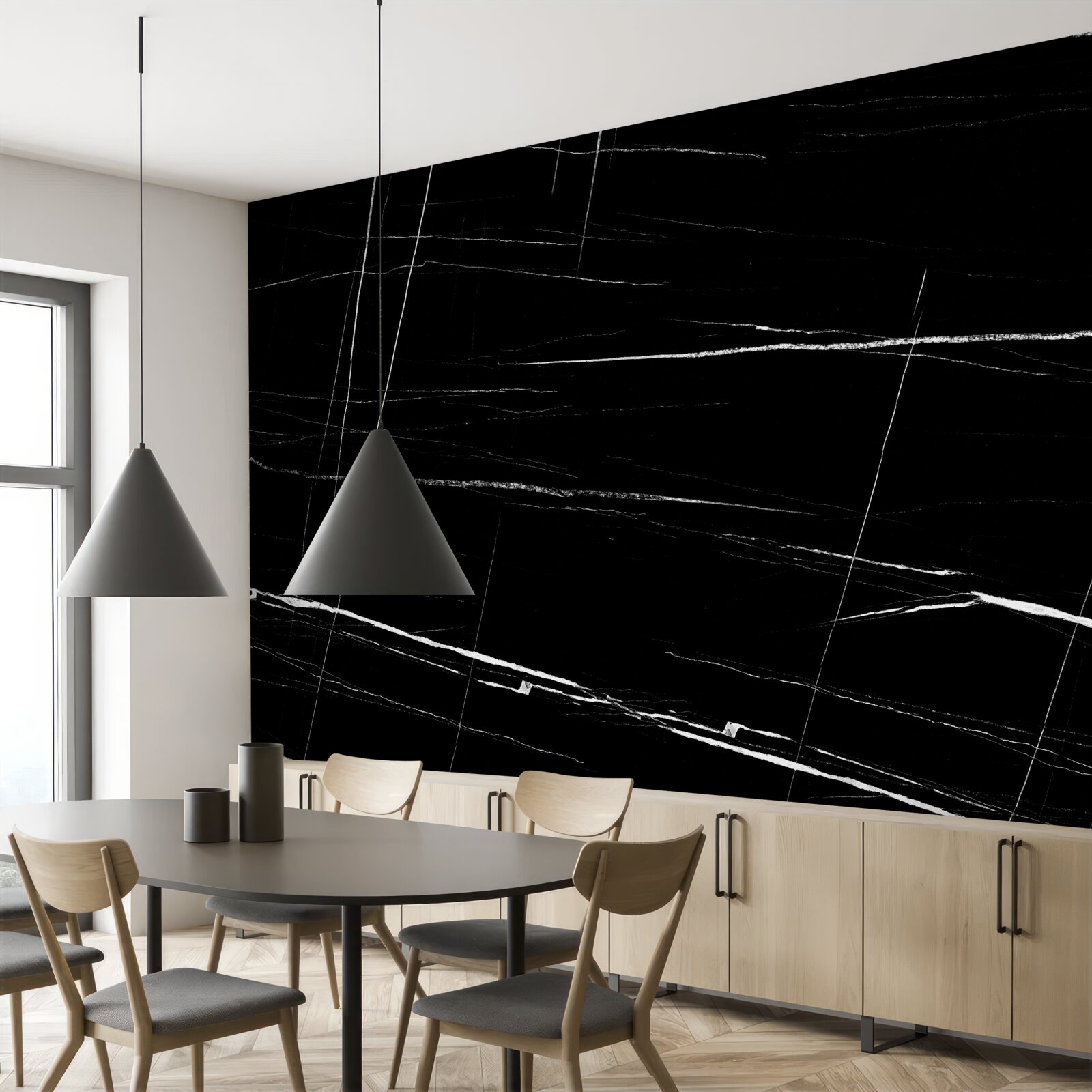 Фотошпалери темний фон з білими розмитими лініями