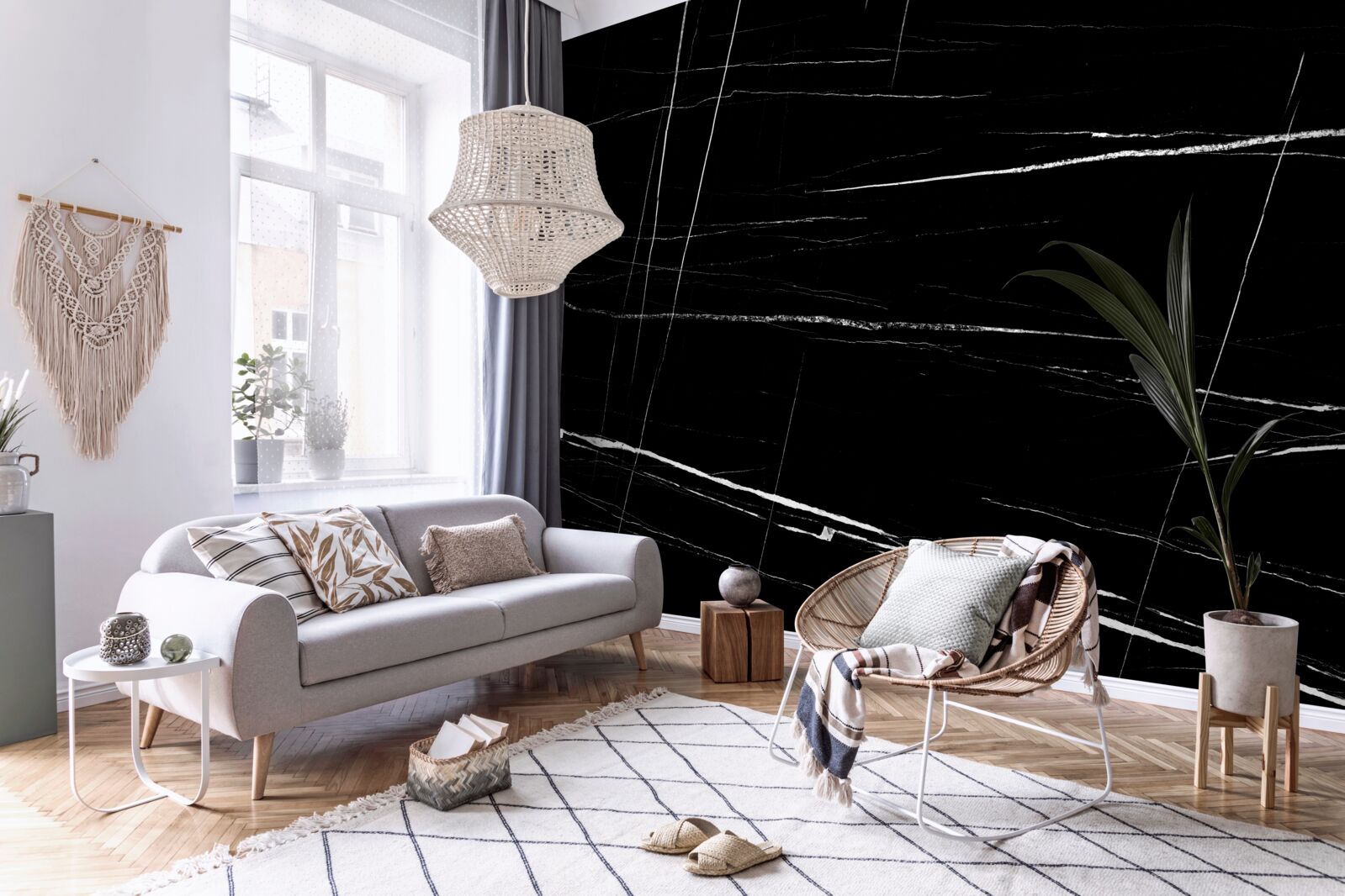 Фотошпалери темний фон з білими розмитими лініями