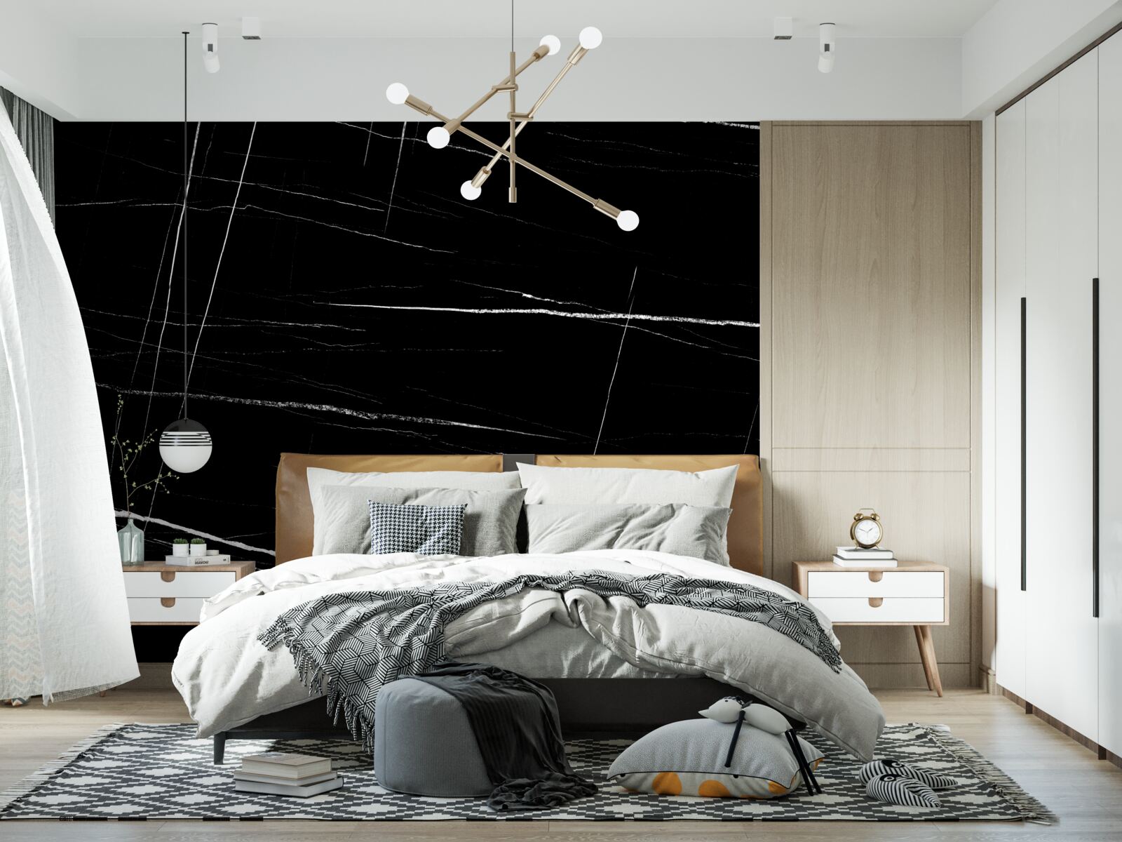 Фотошпалери темний фон з білими розмитими лініями