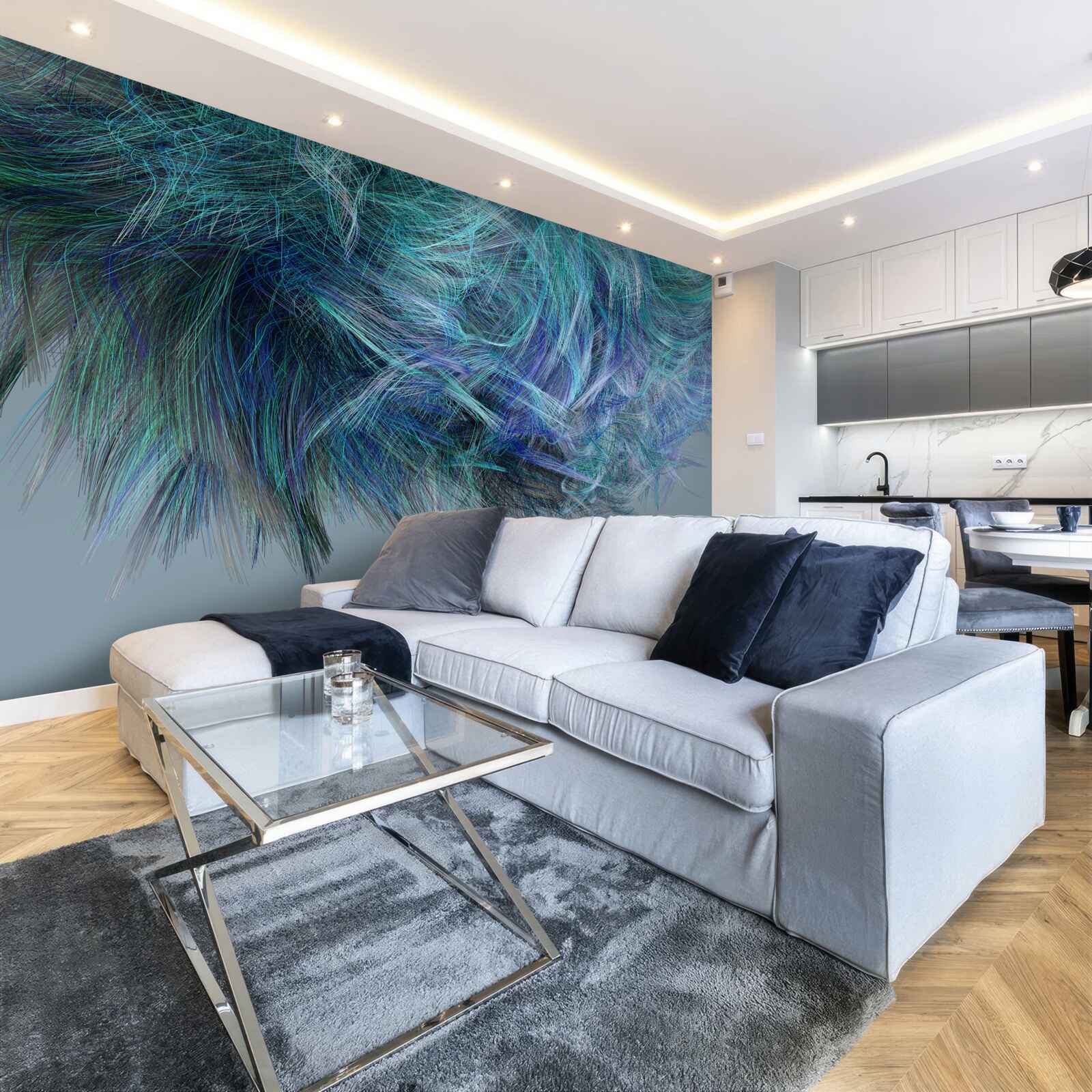 Фотошпалери незвичайний букет з різнокольорового пір'я