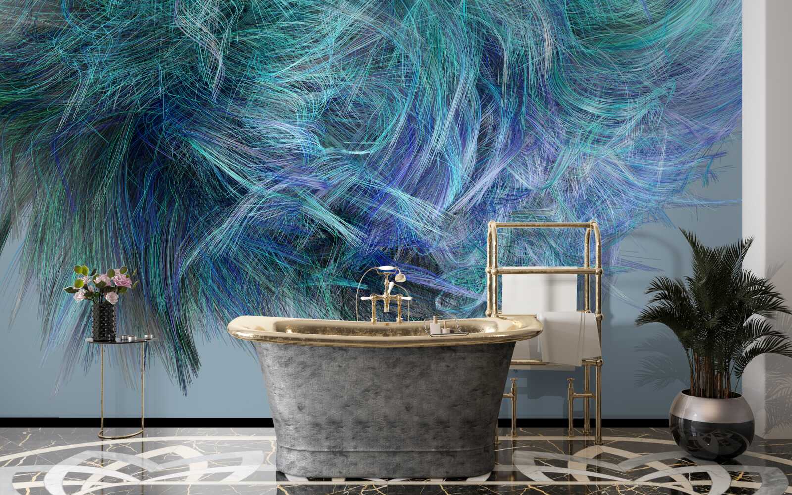 Фотошпалери незвичайний букет з різнокольорового пір'я